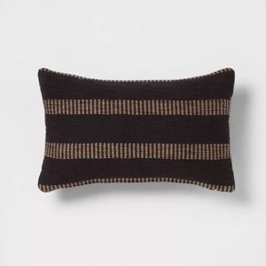 THRESHOLD Woven Linework Lumbar Pillow Black Tan Excellent Condition